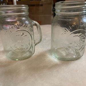 VINTAGE - Set of 2, Golden Harvest glass jars, mini and rare
